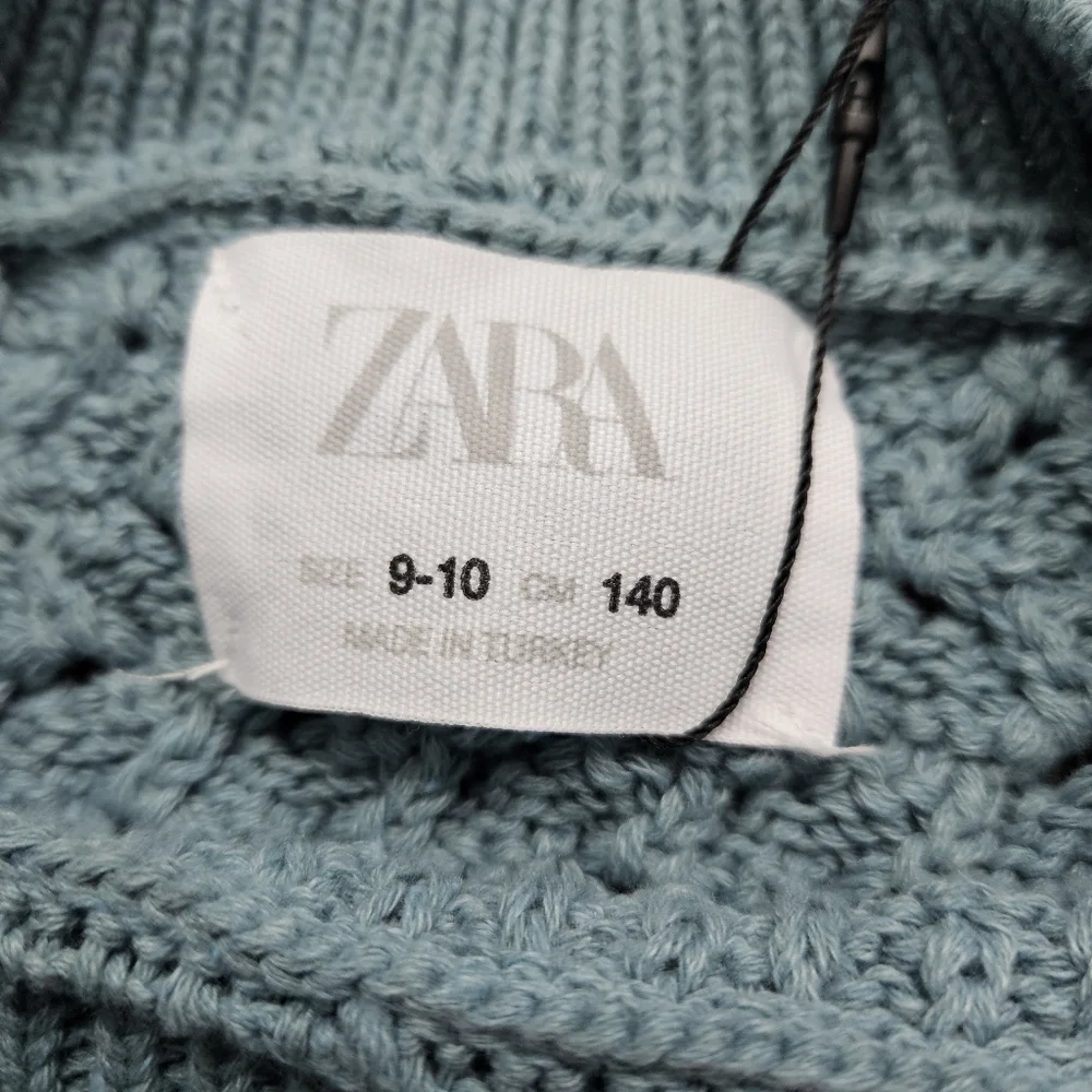 New Zara Knit Sweater Vest Teal Green Blue Textured Chunky Sleeveless Girls 9–10